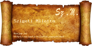 Szigeti Miletta névjegykártya